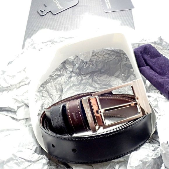 Authentic S. T. Dupont Black Leather Palladium Belt w/ Box + Card 47" - Picture 2 of 7